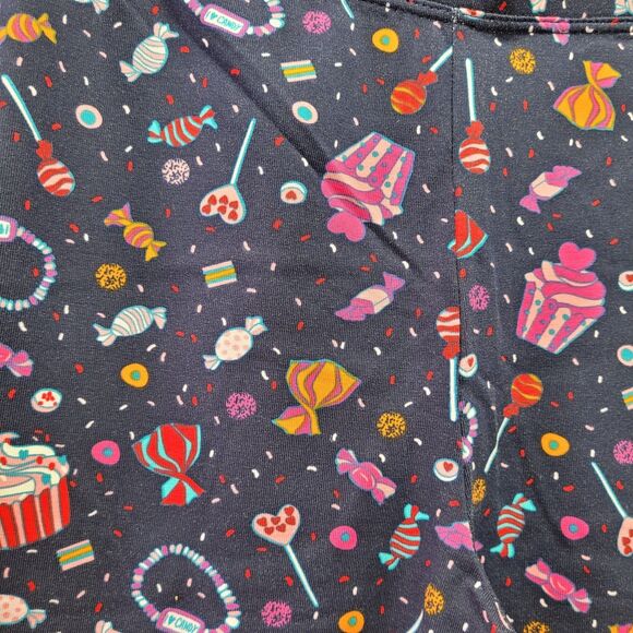 Spotted Zebra Girls Active Stretch Colorful Blue Candy Printed Leggings XXL - Picture 3 of 7